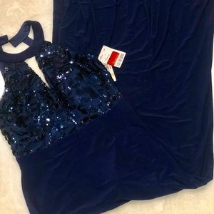 Navy blue floor length gown